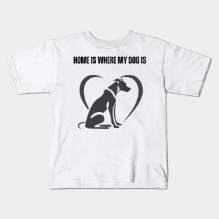 Home Is Where My Dog Is - Minimalist Silhouette Design Kids T-Shirt